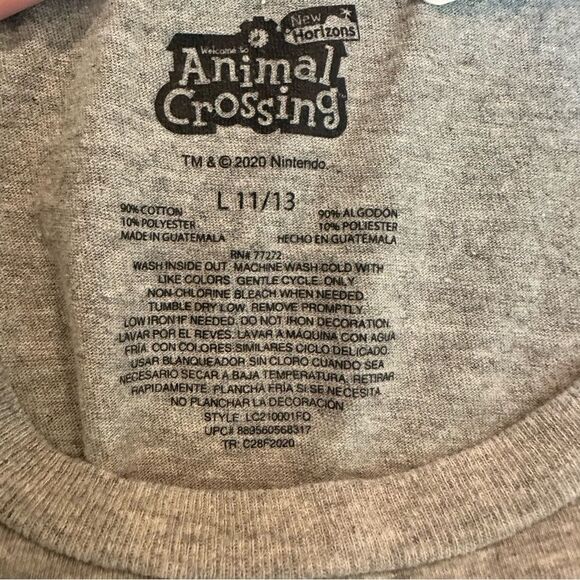 Nintendo Animal Crossing Nook Inc. Gray T-Shirt Size L 11/13 Jr/Teen - Picture 4 of 4
